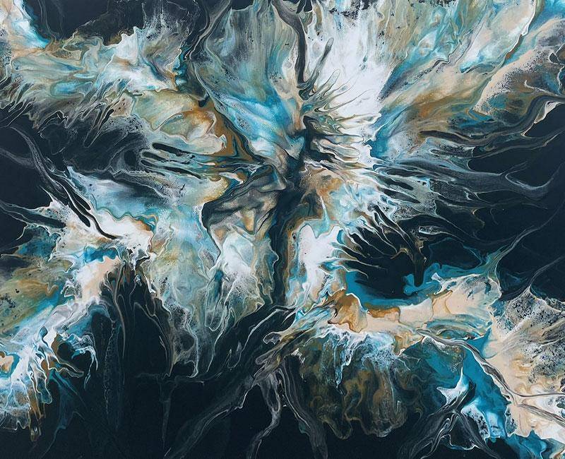 Acryl Pouring auf Leinwand