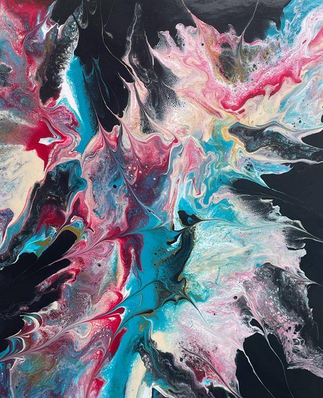 Acryl Pouring auf Leinwand