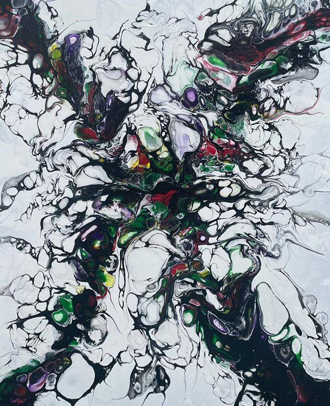 Acryl Pouring auf Leinwand